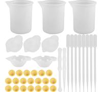 KOCKSHION Silicone Resin Mixing Cups Set for DIY Crafting and Epoxy Resin with Assorted Colours, Easy to Use Silicone Measuring Cups Suitable for Professional Artists and Beginners