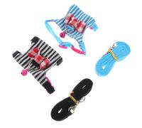 KOCKSHION Small Adjustable Hamster Harness Leash Set 2pcs, Blue and Black Striped Rat Harness Portable Comfortable Pet Chest Strap for Hamster and Chinchilla