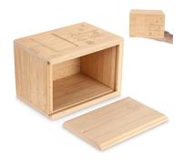 KOCKSHION Small Cinerary Casket Pet Bone Ash Case Household Pet Urn Bamboo Material Khaki Color Smooth Surface Portable Design for Cat Dog Memorial Use