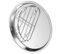 KOCKSHION Stainless Steel Snack Serving Plate with Drip Tray for Fried Chicken and Desserts, Versatile Table Decoration with Sleek Modern Design and Unique Appearance for Home and Kitchen
