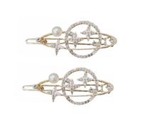 KOCKSHION Star Planet Hair Clips 2pcs Alloy Rhinestone Hair Accessories for Women Wedding with Frog Clamp