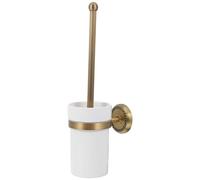 KOCKSHION Toilet Brush Rust Proof Holder Copper and Antique Brass White Ceramic Cup European Style Toilet Scrubber Concealing Bowl Brush and Kitchen Use