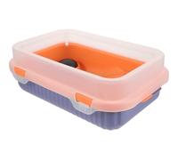 KOCKSHION Turtle Basking Platform with Ramp Feeding Area Water Land Habitat Tank for Small Turtles with Drainage Orange Blue