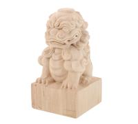 KOCKSHION Unfinished Wood Lion Finial 8X8X15Cm Carved Stair Post Topper for DIY Handrail and Bedpost Decoration