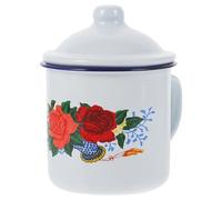 KOCKSHION White Enamel Tea Mug with Ergonomic Handle, Comfortable to Hold Retro Classic Vintage Style Water Drinking Cup for Home Use