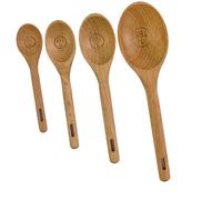 KOCKSHION Wood Measuring Set for Measuring and Fluid Ingredients for Baking and Coffee 4pcs with Double-Scale Units and Accurate Capacity the Kitchen
