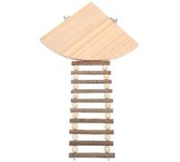 KOCKSHION Wooden Hamster Platform Ladder for Small Animals, Fixed Natural Wood Climbing Ramp with Chewable Steps, Guinea Pig and Dwarf Rabbit Cage Habitat Accessory