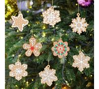 kockuu 12Pcs Christmas Gingerbread Snowflake Ornaments for Tree Rustic Brown Silicone Christmas Ginger Bread Hanging Ornaments Pendants for Xmas Tree Winter Crafts Holiday Home Party Decor Indoor