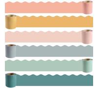 Kockuu 216ft Bulletin Board Borders, 6 Rolls Classroom Blackboard Borders Colourful Waterproof Scalloped Display Border Trims for Home Wall Door Classroom Decorations