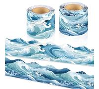 Kockuu 72ft Ocean Wave Bulletin Board Borders, Under The Sea Scalloped Trim Borders, Blue Ocean Theme Classroom Bulletin Board Decorations for School Door Wall Decor Back to School Theme Party