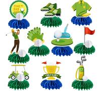 KOCKUU Golf Party Decorations, 15 Pcs Double-Sided Golf Honeycomb Centerpieces Table Decor Cake Topper for Birthday Shower Sports Club Anniversary Party Supplies Favors