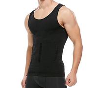 KOCLES Mens Athletic Compression Shirt Slimming Body Shaper Tank Top Abs Abdomen Slim Vest Undershirt - Black - XL