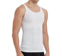 KOCLES Mens Athletic Compression Shirt Slimming Body Shaper Tank Top Abs Abdomen Slim Vest Undershirt - White - XL