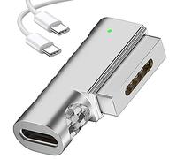 kocomio Magnetic 90 Degree USB C to Magnetic 2 T-Tip Adapter, Type-C to Safe 2 T-Head PD 100W Power Fast Charging Converter for 2013-2015 MacBook Pro Air with 100W/5A USB C Cable (1.5M)