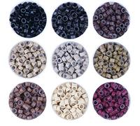 KOCONI Aluminum 4.5mm Silicon Lined Beads Micro Rings Silicone Beads For 0.5g/0.7g/Strands I Tip Stick Hair Extensions 4.5mm #11 Light Brown