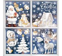 KOCOVIMI Christmas Window Clings, 190pcs 3D Christmas Window Stickers Xmas Snowflake Window Clings, Most Popular Xmas Decals Holiday Snowflake Santa Claus Reindeer Decals for Party