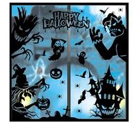KOCOVIMI Halloween Window Clings, Creative and Fun Halloween Window Decorations,a Great Amount of Spookiness,Pumpkins, Witches,Bats,Great for Halloween Party and Holiday Indoor Decorations 9 Sheets