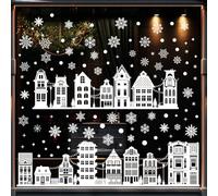 KOCOVIMI Winter & Christmas Window Clings: 137pcs Winter Reusable Double Sided Xmas Snowflake Window Clings- Snowflakes, Houses, and Zero Tape - Because Your Windows Deserve a Holiday Glow-Up