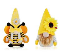 Koctaup 2 PCS Spring Bee Gnome,Faceless Doll Ornaments,Summer Plush Bumble Bee Decoration, Farmhouse Decor for Home Kitchen Tiered Tray Bee's Day (Yellow)