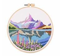 Koctaup Landscape Embroidery kit with Patterns and Instructions for Beginners Cross Stitch Kits for Adults, Including Plastic Embroidery Rings, Colored Threads and Needles Tools (Style 5)