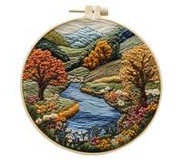 Koctaup Landscape Embroidery kit with Patterns and Instructions for Beginners Cross Stitch Kits for Adults, Including Plastic Embroidery Rings, Colored Threads and Needles Tools (Style 19)