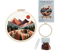 Koctaup Landscape Embroidery kit with Patterns and Instructions for Beginners Cross Stitch Kits for Adults, Including Plastic Embroidery Rings, Colored Threads and Needles Tools (Style 11)