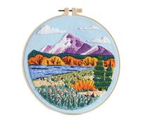 Koctaup Landscape Embroidery kit with Patterns and Instructions for Beginners Cross Stitch Kits for Adults, Including Plastic Embroidery Rings, Colored Threads and Needles Tools (Style 24)