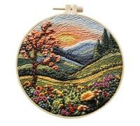 Koctaup Landscape Embroidery kit with Patterns and Instructions for Beginners Cross Stitch Kits for Adults, Including Plastic Embroidery Rings, Colored Threads and Needles Tools (Style 20)