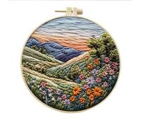 Koctaup Landscape Embroidery kit with Patterns and Instructions for Beginners Cross Stitch Kits for Adults, Including Plastic Embroidery Rings, Colored Threads and Needles Tools (Style 21)