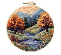 Koctaup Landscape Embroidery kit with Patterns and Instructions for Beginners Cross Stitch Kits for Adults, Including Plastic Embroidery Rings, Colored Threads and Needles Tools (Style 18)