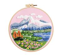 Koctaup Landscape Embroidery kit with Patterns and Instructions for Beginners Cross Stitch Kits for Adults, Including Plastic Embroidery Rings, Colored Threads and Needles Tools (Style 27)