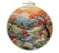 Koctaup Landscape Embroidery kit with Patterns and Instructions for Beginners Cross Stitch Kits for Adults, Including Plastic Embroidery Rings, Colored Threads and Needles Tools (Style 17)