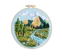 Koctaup Landscape Embroidery kit with Patterns and Instructions for Beginners Cross Stitch Kits for Adults, Including Plastic Embroidery Rings, Colored Threads and Needles Tools (Style 25)