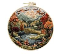Koctaup Landscape Embroidery kit with Patterns and Instructions for Beginners Cross Stitch Kits for Adults, Including Plastic Embroidery Rings, Colored Threads and Needles Tools (Style 13)