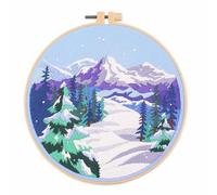 Koctaup Landscape Embroidery kit with Patterns and Instructions for Beginners Cross Stitch Kits for Adults, Including Plastic Embroidery Rings, Colored Threads and Needles Tools (Style 7)