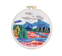 Koctaup Landscape Embroidery kit with Patterns and Instructions for Beginners Cross Stitch Kits for Adults, Including Plastic Embroidery Rings, Colored Threads and Needles Tools (Style 26)