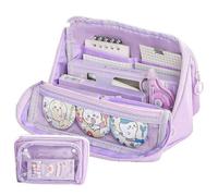 Koctaup Large Pencil Case Detachable Partition Bag Pencil Case Bag Simple Sturdy Multifunctional Aesthetic School Supplies Organizer for Teen Girls, Women, Adults (Purple)