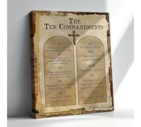 Koctwin 10 Commandments Wall Art Christian Canvas Vintage the Ten Commandments Wall Decor God Bible Verses Poster Pictures Wall Decor For Bathroom Bedroom Home Decor Framed Ready To Hang 12x16 Inch