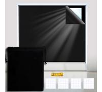 Kocusu 100% Blackout Blinds Stick On,Blackout Window Film 145 * 100CM,Portable Blackout Shades Film with Velcro Fastener,No Drill Blackout Blinds Curtains,Cut to Any Size for Roof Window