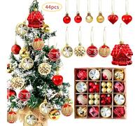 Kocusu Christmas Baubles Ornaments Set 42PCS with Various Shapes,Christmas Decorations Tree Baubles with String for Tree,Window,Garden,Party,Red & Gold