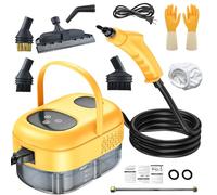 Kocusu Handheld Steam Cleaner 2500W 6 Speeds Adjustable,Steamer Cleaning Machine 1100 ML with 3 Brush Heads,Steamer for Cleaning with Smart Touch for Tile,Grout,Carpet,Car,Kitchen(Yellow)