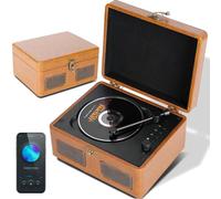 Kocusu Portable CD Player with Speakers,Retro CD Player with Remote Control Support AUX,USB,AUX, Bluetooth, Rechargeable for Home,Working,Travel,Study (Brown)