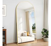 KOCUUY Arched Full Length Mirror, 192 x 85 cm Wall Mirrors, Standing or Leaning Full Body Mirror with Aluminum Alloy Frame, Suitable for Bedrooms, Hallway or Cloakroom, Gold