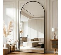 KOCUUY Arched Full Length Mirror, 192 x 85 cm Wall Mirrors, Standing or Leaning Full Body Mirror with Aluminum Alloy Frame, Suitable for Bedrooms, Hallway or Cloakroom, Black