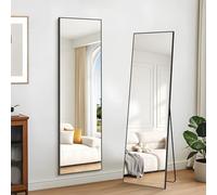 KOCUUY Mirror Full Length, 150x40 cm Black Free Standing Mirror, Rectangle Full Body Mirrors with Aluminum Alloy Frame Floor Mirror Wall Mounted Suitable for Bedrooms, Hallway or Cloakroom