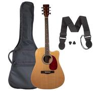 Koda Guitar PACK, 41" Cutaway Dreadnought Semi-Acoustic, Natural (Natural)