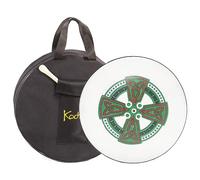 Koda Irish Bodhran 16" x 4" with Bag and Beater (Orange and Green Celtic Cross)