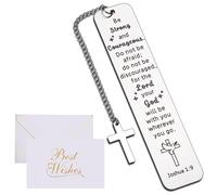 KODAA Christian Bookmarks Gifts, Inspirational Bible Verse Bookmarks with Greeting Card & Envelopes, Silver Stainless Steel, 2-Piece Set