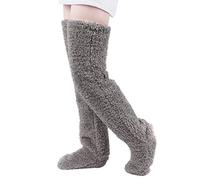KODAA Over Knee High Fuzzy Long Socks Plush Slipper Stockings Leg Warmers Winter Home Sleeping Socks
