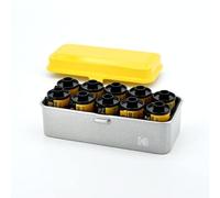 KODAK 120/135 Film Case - for 8 Rolls of 120 Films / 10 Rolls of 35mm Films - Retro Steel Case to Sort & Safeguard Film (Yellow) (Film is not Included)